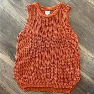 Peyton Jensen Rust Orange Knit Boho Tank Top